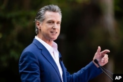 California Gov. Gavin Newsom speaks at the San Diego Zoo, Aug. 8, 2024, in San Diego. Newsom opposes the Koi Nation's plans to develop a casino resort in Sonoma County. (AP Photo/Derrick Tuskan, File)