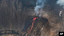 An active fissure is seen in the crater of Hawaii's Kilauea volcano in this photo provided by the U.S. Geological Survey, Dec. 22, 2020. 