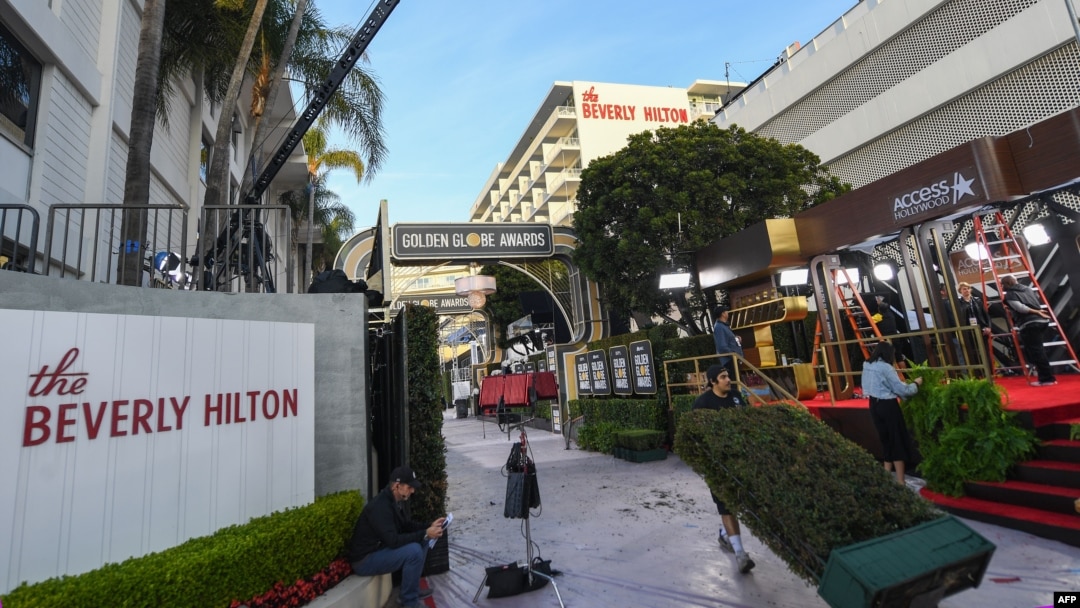 Lokasi penyelenggaraan Golden Globes 2020 di The Beverly Hilton, Beverly Hills, California. (Photo by VALERIE MACON / AFP)