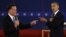 Republikanski predsednički kandidat Mit Romni i predsednik Barak Obama tokom debate na Univerzitetu Hofstra u Njujorku