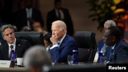 U.S. President Joe Biden attends a roundtable discussion at the U.S.-Africa Leaders Summit in Washington, Dec. 15, 2022.