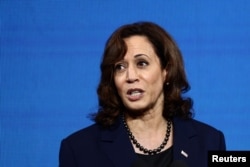 U.S. Vice President Kamala Harris addresses the APEC CEO Summit during the Asia-Pacific Economic Cooperation (APEC) Summit in Bangkok, Thailand on November 18, 2022.