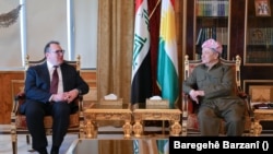 Joshua Harris Karbirêkarê Balyozxaneya Amerîkayê li Îraq û Mesûd Barzanî Serokê PDK'ê