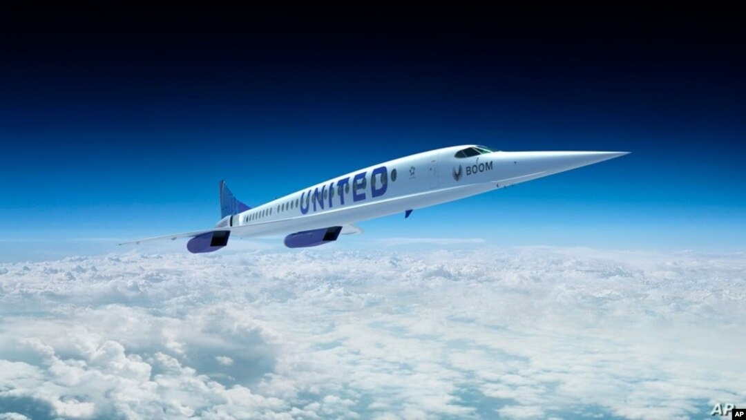 Esta foto proporcionada por Boom Supersonic muestra la interpretación de un artista del avión Boom Supersonic Overture de United Airlines.