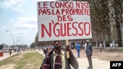 Manifestation d'opposants à Denis Sassou Nguesso à Brazzaville au Congo le 27 septembre 2015.