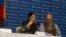 Yoani Sánchez durante su ponencia en la Universidad de Columbia, en Nueva York cuando recibió su premio. [Foto: Cortesía Twitter del periodista Nelson Bocaranda].
