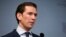 FILE - Austrian Chancellor Sebastian Kurz speaks at a press conferance during a visit to Helsinki, Finland, Nov. 7, 2018.