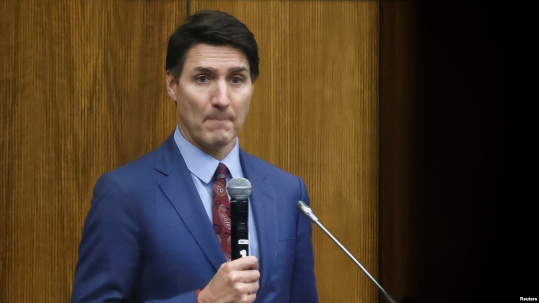 Canada's Prime Minister Justin Trudeau addresses the Liberal party caucus meeting in Ottawa