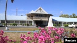 FILE - Exterior view of government offices of the small island nation of Nauru. Australia has flooded Nauru with money since 2012, when the island became a key plank in its controversial policy of dealing with asylum seekers.