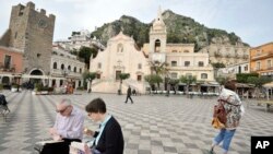 Plaza de Taormina, Italia donde a fines de mayo se realizará la cumbre del G-7.