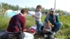 Syrian refugees at Horgos, Serbia, Sept. 15, 2015. (Henry Ridgwell/VOA)