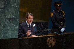 Cyprus' President Nicos Anastasiades speaks during the United Nations General Assembly at United Nations headquarters, Sept. 26, 2019.