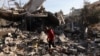 Aftermath of an Israeli strike on a house in Nuseirat, central Gaza Strip