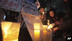 지난 3월 서울의 중국대사관 앞에서 탈북자 강제 북송 중단을 요구하며 열린 촛불 집회.