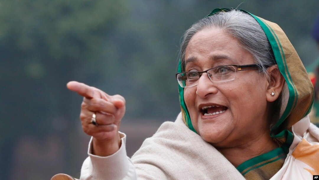FILE- Bangladesh's Prime Minister Sheikh Hasina speaks during a news conference in Dhaka, Bangladesh, on Jan. 6, 2014.