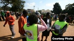 FILE: Ikhomishini eqhube ezokhetho eyeZimbabwe Electoral Commission ifundisa abantu ngokuqakatheka kokuvota.