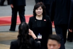 FILE - North Korean First Vice Foreign Minister Choe Son Hui attends the welcome ceremony of North Korea's leader Kim Jong Un (not pictured) at the Presidential Palace in Hanoi, March 1, 2019.