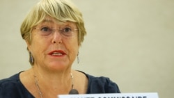 U.N. High Commissioner for Human Rights Michelle Bachelet attends a session of the Human Rights Council at the United Nations in Geneva, Switzerland, Sept. 13, 2021.