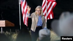 La représentante républicaine Liz Cheney lors de la soirée clôturant la primaire de son parti à Jackson, Wyoming, États-Unis, le 16 août 2022. 