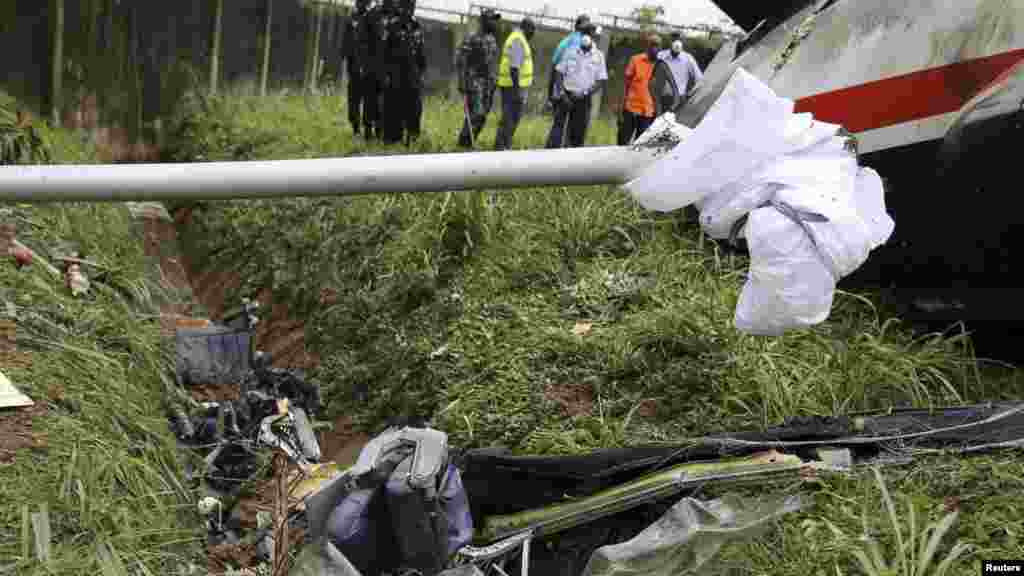 Seats of a plane that crashed are pictured near Lagos airport.