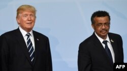 Shugaban Amurka Donald Trump (Hagu) da Shugaban WHO, Tedros Adhanom Ghebereysus (dama)