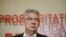 Romanian Prime Minister Mihai Tudose, speaks during a press conference, following a six-hour meeting of the ruling Social Democratic Party in Bucharest, Oct. 12, 2017. 