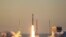 FILE- Iranian satellite carrier rocket Simorgh is launched in an unknown location in Iran, in this picture obtained Dec. 30, 2021. (Ministry of Defense of Iran / WANA handout via Reuters)