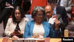 FILE - U.S. Ambassador to the U.N., Linda Thomas-Greenfield, attends a meeting of the U.N. Security Council on "Effective multilateralism through the defense of the principles of the Charter of the United Nations," at the U.N. headquarters in New York, U.S., April 24, 2023. 