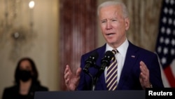 조 바이든 미국 대통령이 지난 2월 워싱턴 국무부 청사에서 외교정책에 관해 연설했다.
