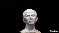 FILE - A life-size bust of Julius Caesar is seen at new buildings of the Department of the underwater and submarine archaeological (DRASSM) in Marseille, January 22, 2009. (REUTERS/Jean-Paul Pelissier)