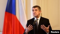 FILE - Czech Prime Minister Andrej Babis speaks to media in Prague.