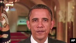 صدراوباما ہفتہ وار خطاب کرتے ہوئے