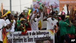 FILE — Cameroon supporters react in the Fan Zone in Doula, during the African Cup of Nations Group A match, Jan. 13, 2022.