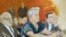 En un bosquejo del dibujante de la corte, el acusado inversionista Jeffrey Epstein (centro) aparece sentado con sus abogados Martin Weinberg (izquierda) y Marc Fernich durante su comparecencia en el tribunal federal de Nueva York, el lunes 8 de julio de 2019.