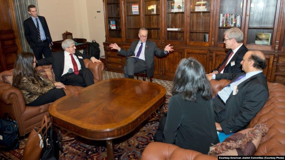 Muslim-Jewish Advisory Council members meet with U.S. Democratic Senate Minority Leader Chuck Schumer in Washington, Feb. 1, 2017.