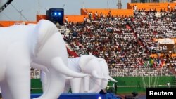 Cérémonie d'ouverture des jeux de la Francophonie au stade Felix Houphouet-Boigny à Abidjan, Côte d'Ivoire, 21 juillet 2017.