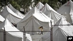 Camp for Syrian refugees on border with Turkey.