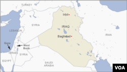 Map of Iraq showing border with Syria 