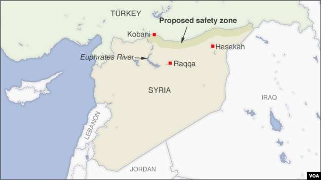 Türkiyənin təklif etdiyi "təhlükəsizlik zona"-sının (proposed safety zone) hüdudları