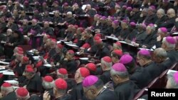 Members of clergy attend the four-day meeting on the global sexual abuse crisis, at the Vatican, Feb. 21, 2019, in this screen grab taken from video.