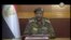 Image d'une vidéo fournie par Sudan TV, montrant le lieutenant-général Abdel-Fattah Burhan, chef du Conseil militaire de transition soudanais, TMC, faisant une annonce diffusée à Khartoum, au Soudan, le 4 juin 2019.