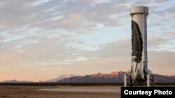 Blue Origin’s New Shepard space vehicle successfully flew to space before executing a historic landing back at the launch site in West Texas. (Blue Origin)