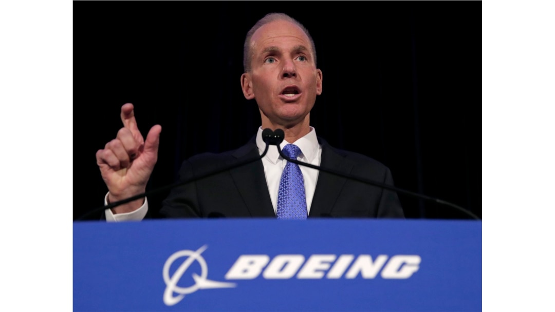 FILE - Boeing Chief Executive Dennis Muilenburg speaks, April 29, 2019, during a news conference after the company's annual shareholders meeting in Chicago.
