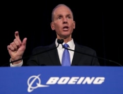 FILE - Boeing Chief Executive Dennis Muilenburg speaks, April 29, 2019, during a news conference after the company's annual shareholders meeting in Chicago.