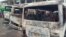 FILE - Burned buses are seen at the bus terminal in Buea, Cameroon, July 10, 2018. Gunfire broke out on July 9 in Buea, the capital of a western region of Cameroon gripped by violence between anglophone separatists and security forces.