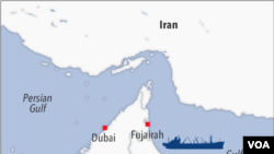 Map of potential ship hijack in Gulf of Oman