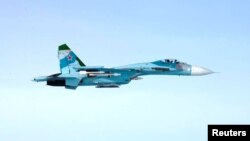 Picture of Russian SU-27 fighter said to have violated Finland's airspace near Porvoo, Finland, early Oct. 7, 2016.