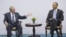 U.S. President Barack Obama, right, meets with Cuban President Raul Castro during the Summit of the Americas in Panama City, Panama, April 11, 2015.