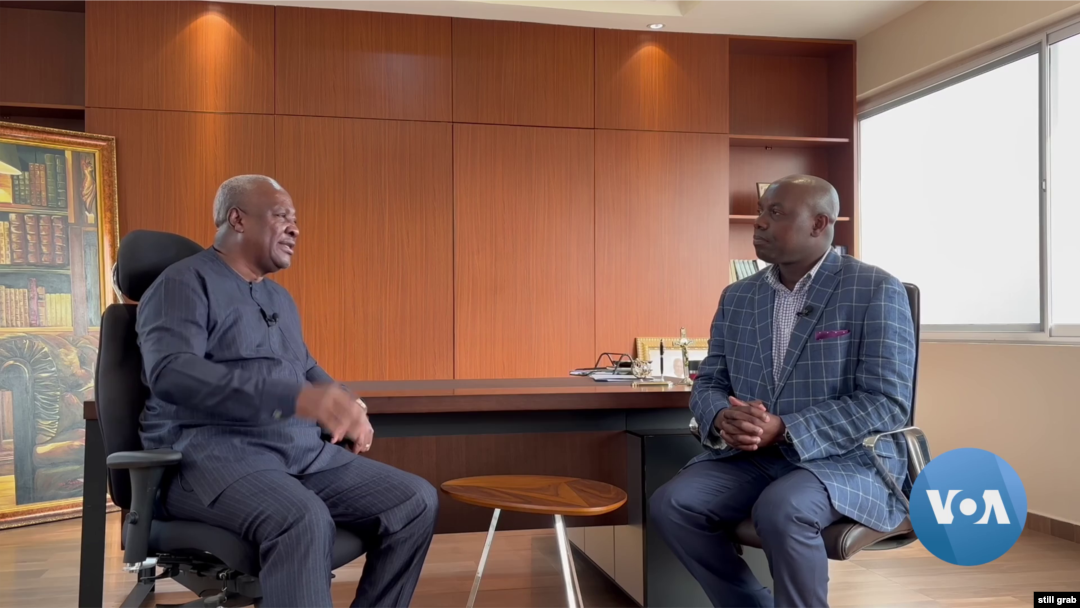 Ghana's President-elect John Mahama speaks with VOA English to Africa’s Paul Ndih during an interview in Accra, Dec. 13, 2024.