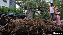 Pohon tumbang akibat hantaman Topan Amphan di Kolkata, India, 21 Mei 2020. (REUTERS / Rupak De Chowdhuri)